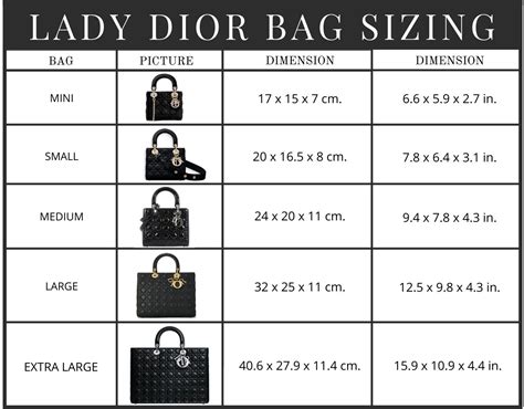 lady dior comparison|Lady Dior vault size chart.